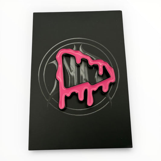 Pink Drip Hat Logo Enamel Pin – Streetwear Fitted Hat Accessory